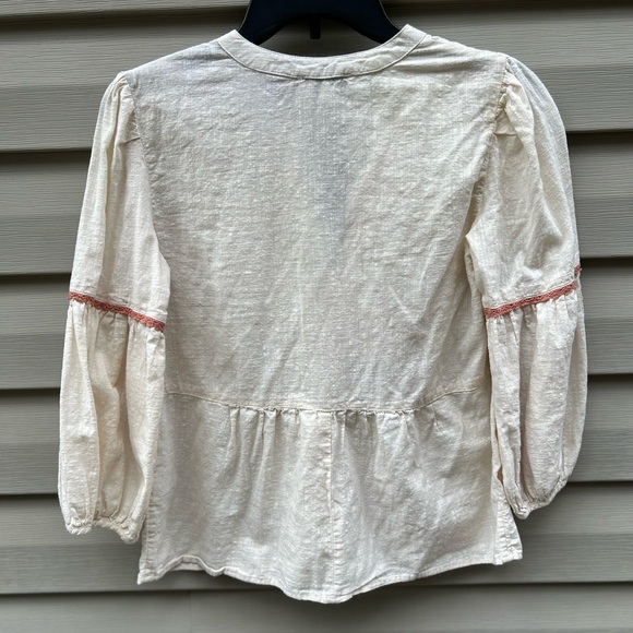 Calligraphie by Anthropologie size S floral embroidered peasant blouse boho - Picture 6 of 8